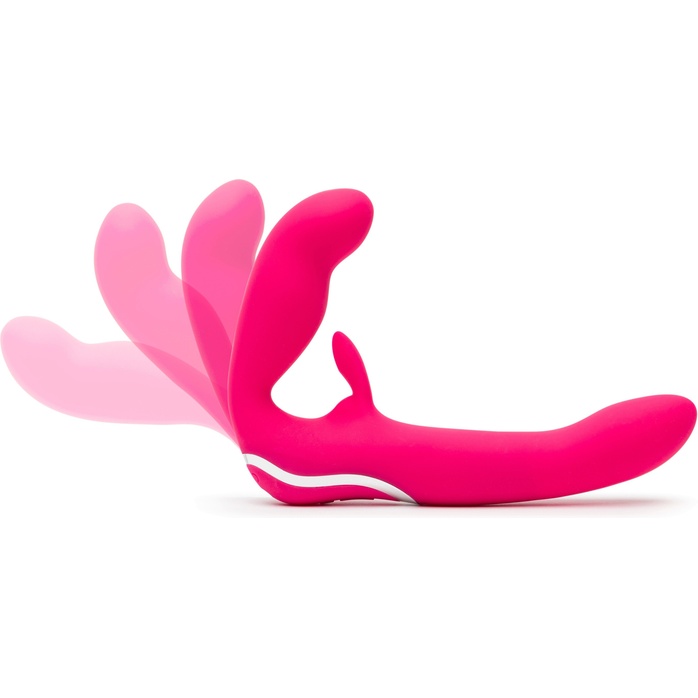Ярко-розовый безремневой страпон Rechargeable Vibrating Strapless Strap-On. Фотография 3.