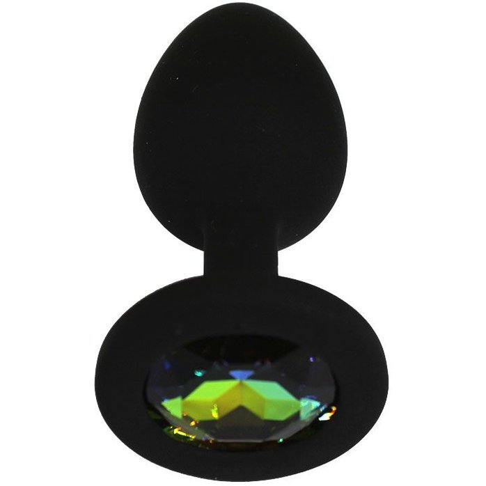 Черная анальная пробка с радужным кристаллом - 7,3 см. Фотография 4.