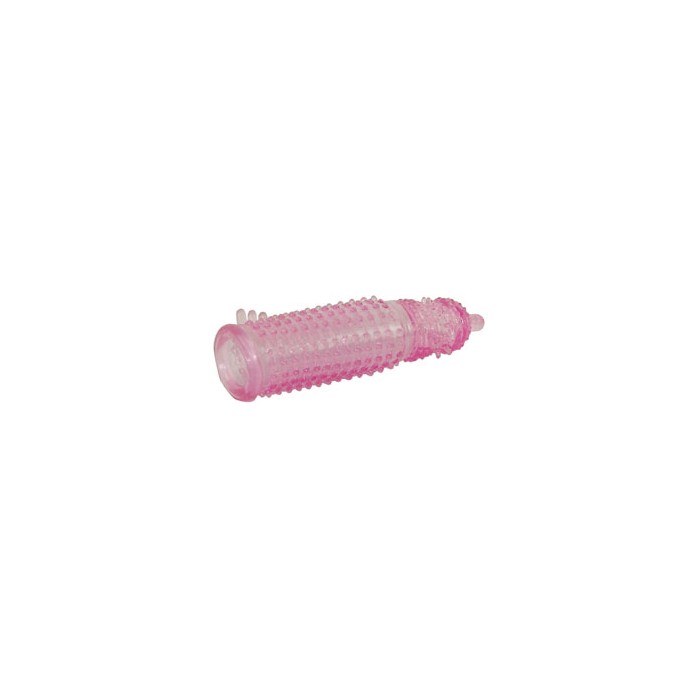 Закрытая розовая насадка на пенис с пупырышками - 10 см. Фотография 2.