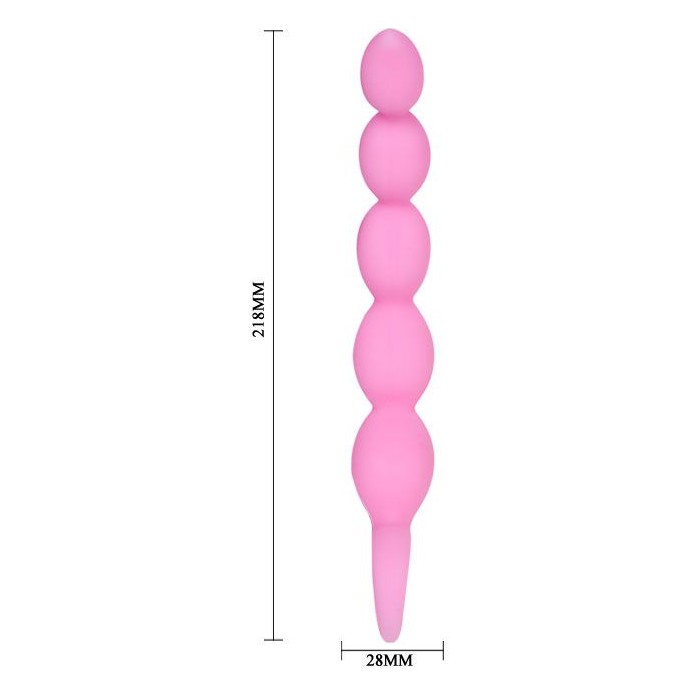 Розовая анальная цепочка с ручкой-кольцом - 21,8 см. Фотография 6.