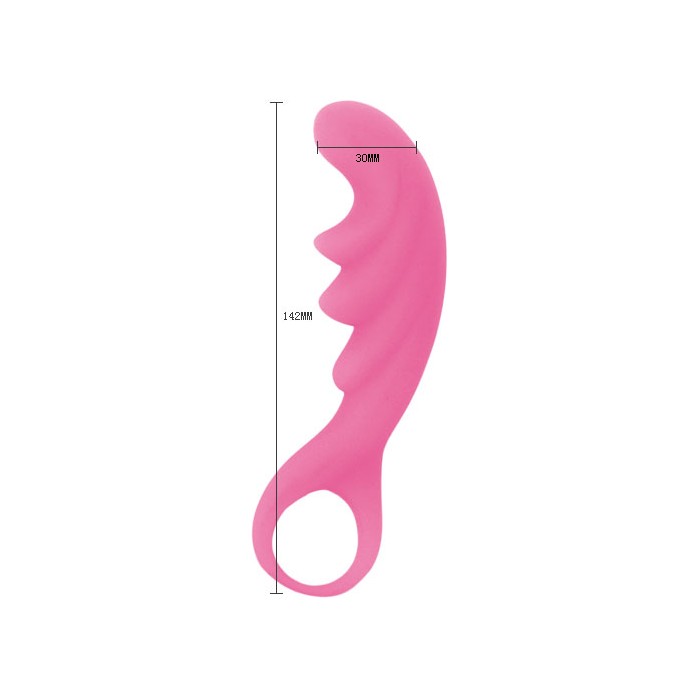 Розовый рельефный стимулятор с ручкой-кольцом - 14,2 см. Фотография 2.