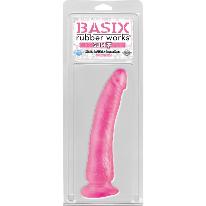 Розовый фаллоимитатор c присоской Basix - 20,3 см - Basix Rubber Works. Фотография 2.
