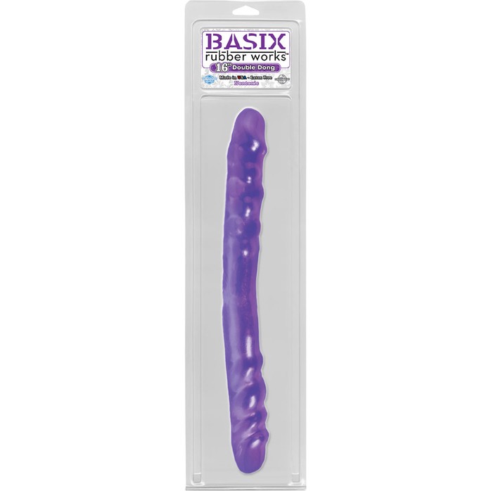 Фиолетовый двойной фаллоимитатор BASIX - 38,5 см - Basix Rubber Works. Фотография 2.