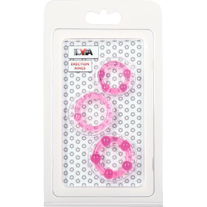 Набор из 3 стимулирующих эрекционных колец розового цвета. Фотография 3.