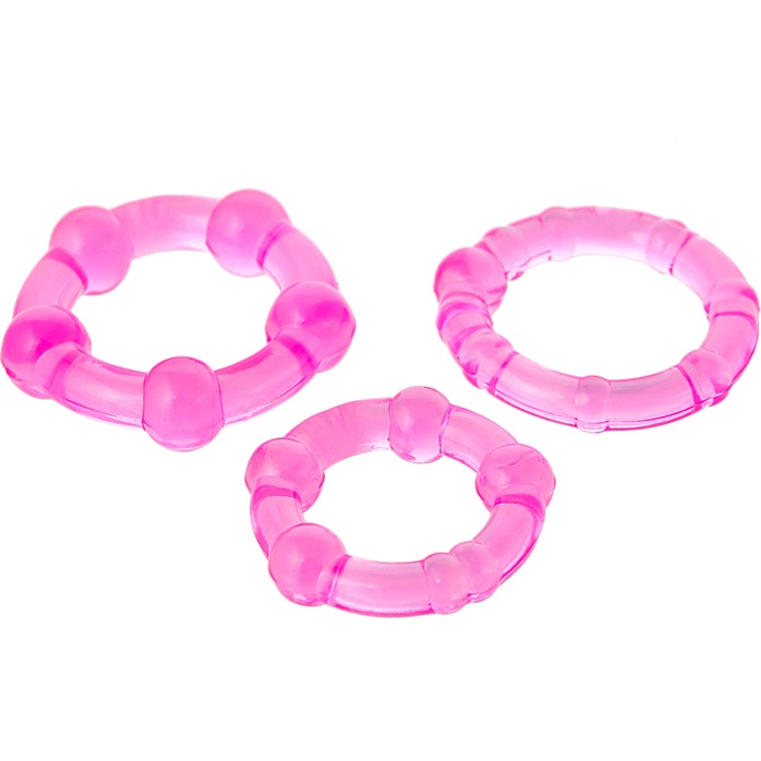 Набор из 3 стимулирующих эрекционных колец розового цвета