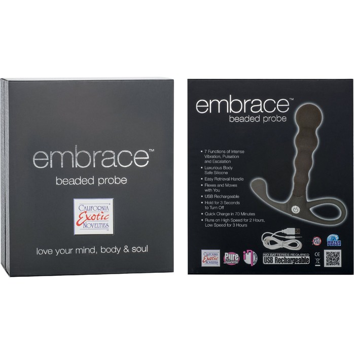 Серый анальный вибромассажер EMBRACE BEADED PROBE GREY - Embrace. Фотография 2.