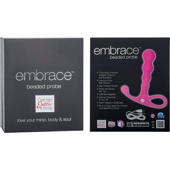 Розовый анальный вибромассажер Embrace Beaded Probes - 9,5 см - Embrace. Фотография 2.