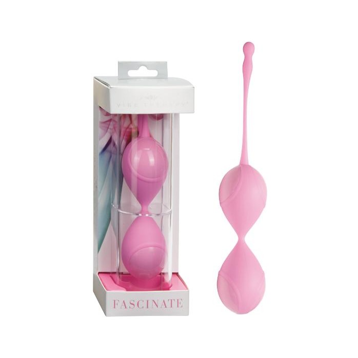 Силиконовые вагинальные шарики Vibe Therapy Fascinate розового цвета. Фотография 3.