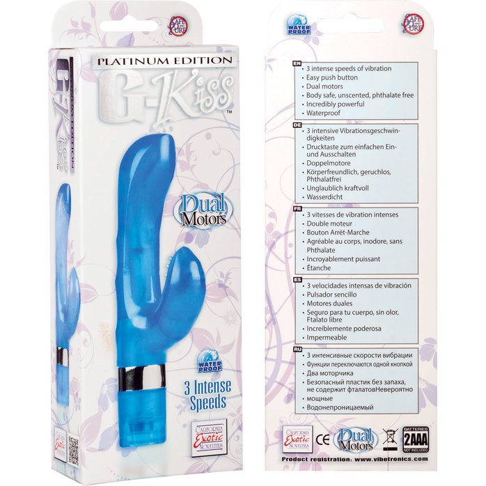 Вибратор голубого цвета PLATINUM EDITION G-KISS - Kiss Vibes. Фотография 2.