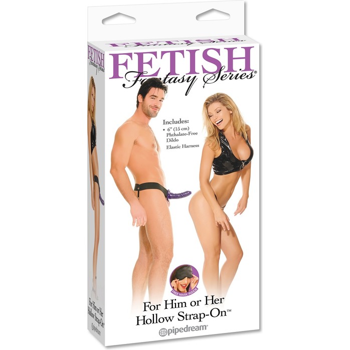 Фиолетовый фаллопротез Hollow Strap-On - 16 см - Fetish Fantasy Series