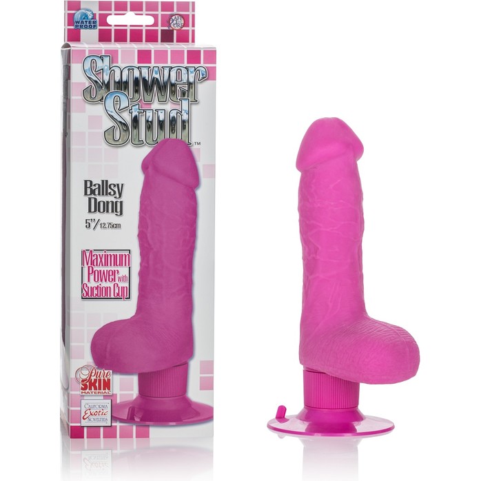 Розовый вибратор Shower Stud Ballsy Dong на присоске - 12,75 см - Studs