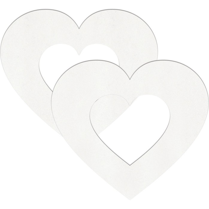 Белые пестисы на грудь в форме полых сердечек - Ouch!