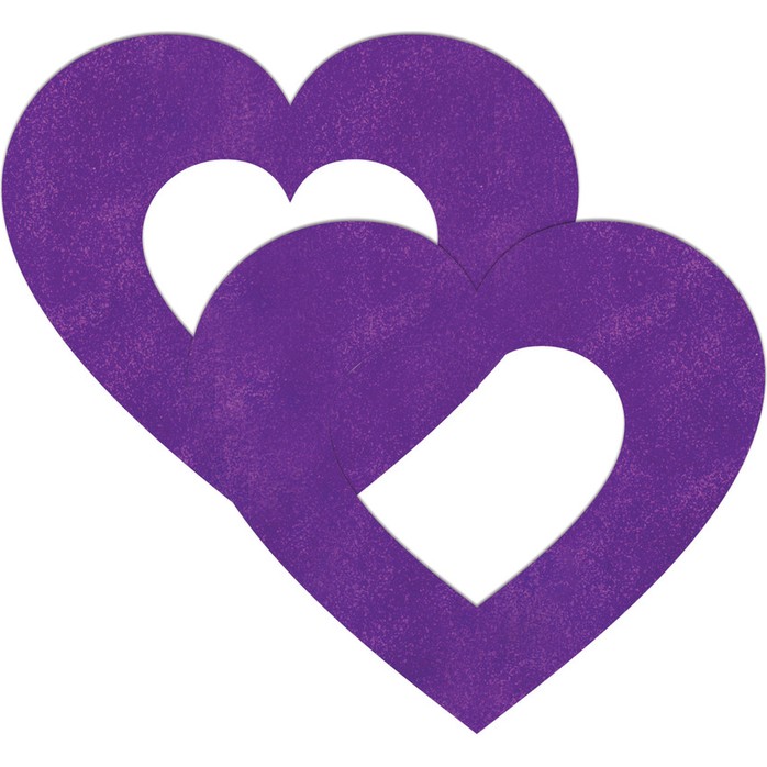 Фиолетовые пестисы на грудь в форме сердечек - Ouch!