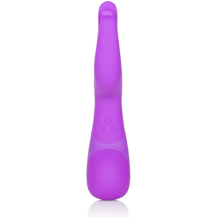 Фиолетовый вибромассажер Impress Dual Kiss со стимуляцией клитора - 15 см - Impress. Фотография 3.