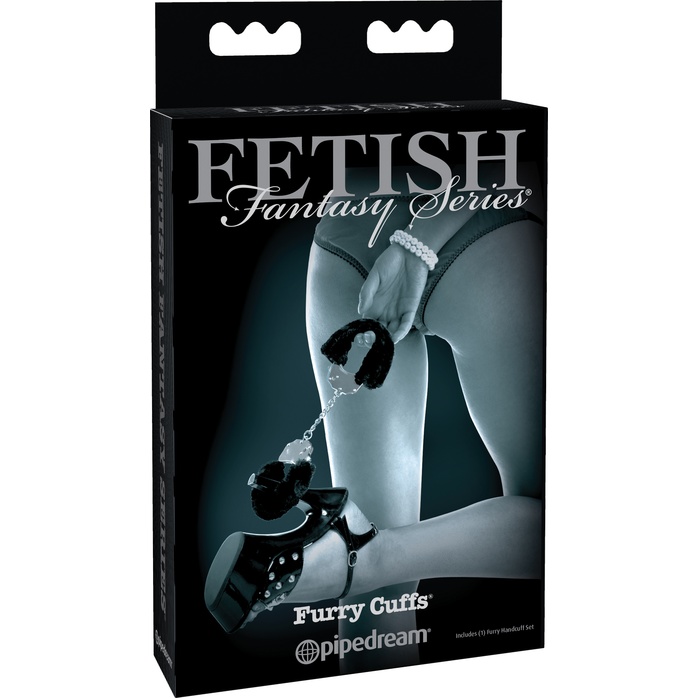 Металлические наручники с чёрным мехом - Fetish Fantasy Limited Edition. Фотография 3.