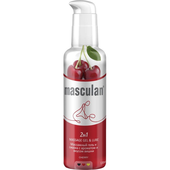 Массажная гель-смазка Masculan с ароматом вишни 2-в-1 - 130 мл