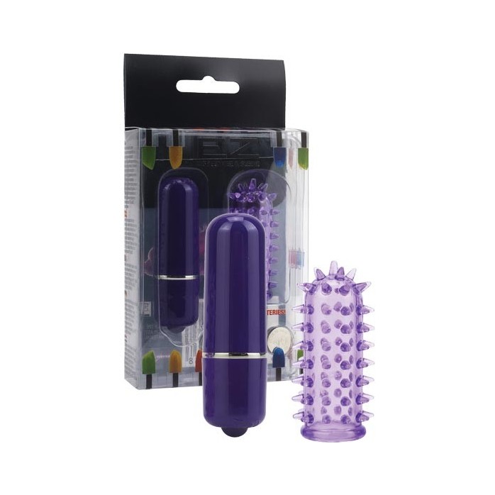 Фиолетовый мини-вибратор с насадкой Powerful Mini Massager - 5 см