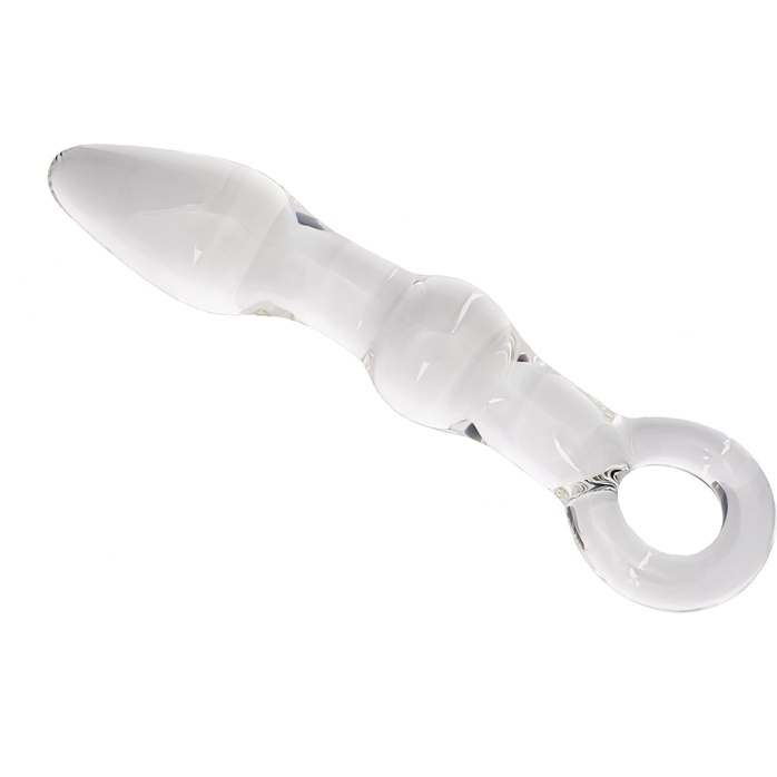 Стеклянная анальная втулка с ручкой-кольцом - 18 см - Sexus Glass. Фотография 2.