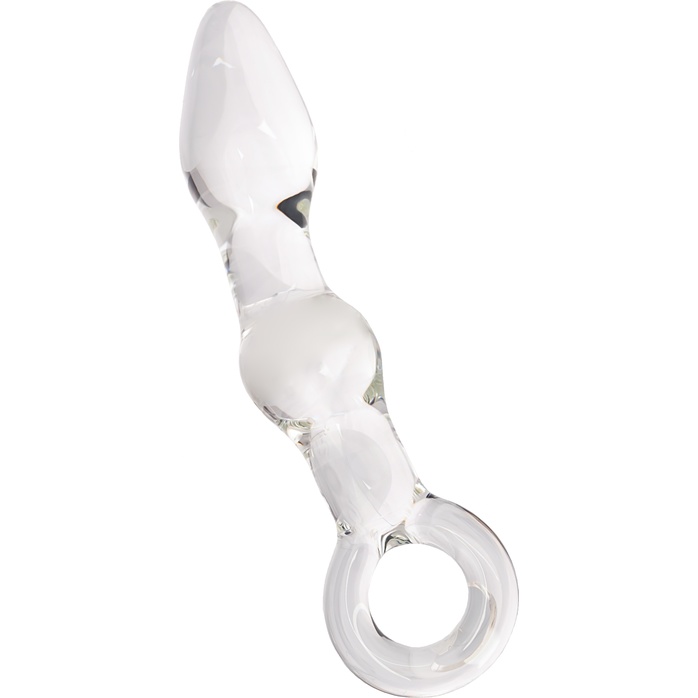 Стеклянная анальная втулка с ручкой-кольцом - 18 см - Sexus Glass. Фотография 3.