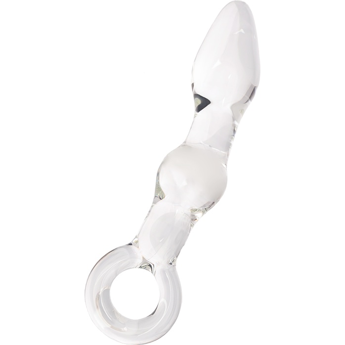 Стеклянная анальная втулка с ручкой-кольцом - 18 см - Sexus Glass