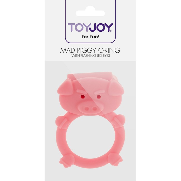Розовое кольцо на пенис с вибрацией MAD PIGGY C-RING - Basics. Фотография 2.