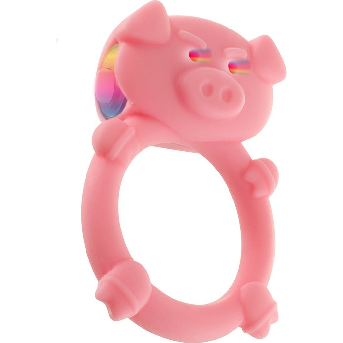 Розовое кольцо на пенис с вибрацией MAD PIGGY C-RING - Basics