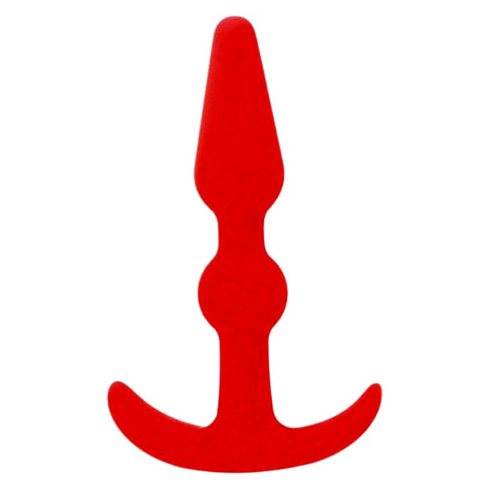 Красная силиконовая втулка для анальной стимуляции SMILING SILICONE BUTT PLUG RED - 8,9 см