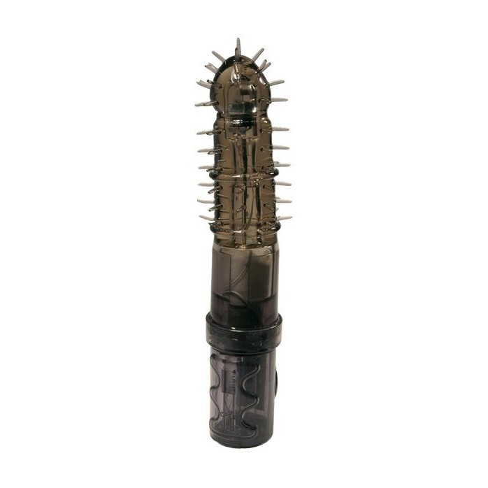 Дымчатый вибратор-ротатор с шипами - 16 см. Фотография 2.