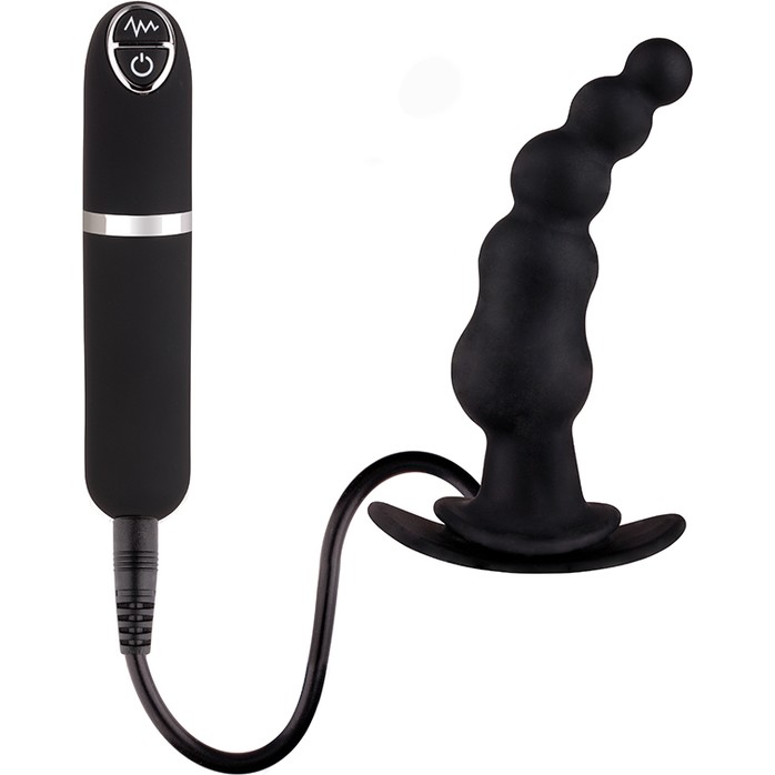 Чёрная загнутая вибровтулка Dash Butt Plug With Mini Controller I - 9 см