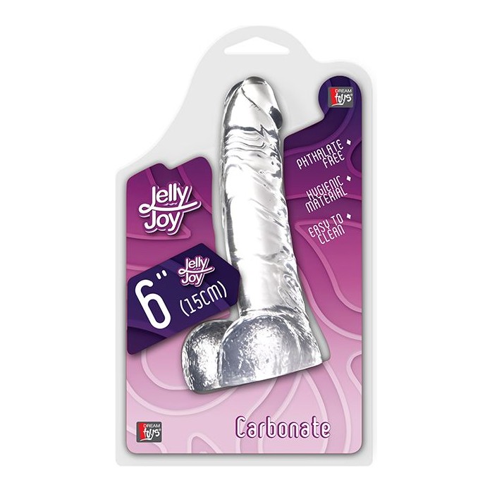 Прозрачный фаллоимитатор из желейного материала JELLY JOY CARBONATE CLEAR - 15,2 см - Jelly Joy. Фотография 2.