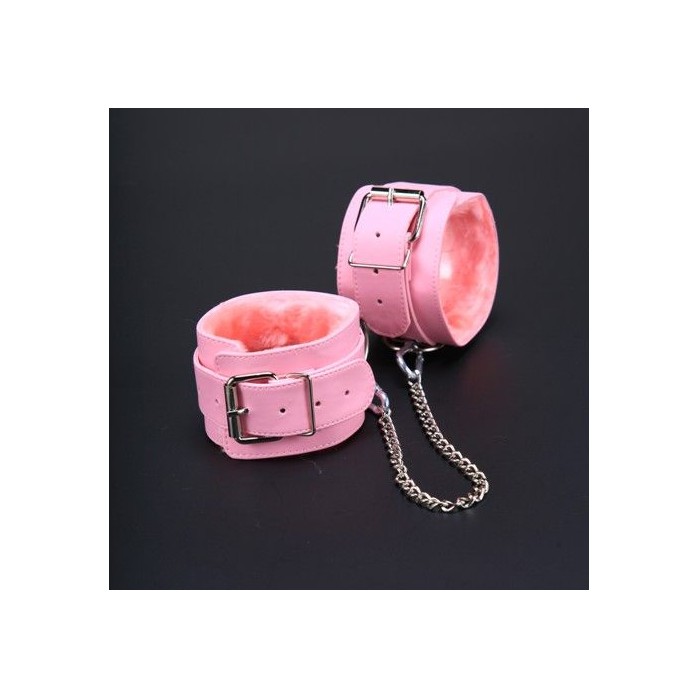 Розовые оковы на ноги из искусственной кожи - BDSM accessories