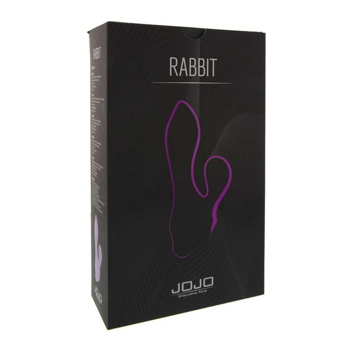Фиолетовый мини-вибратор с клиторальным стимулятором JOJO Rabbit - 11 см