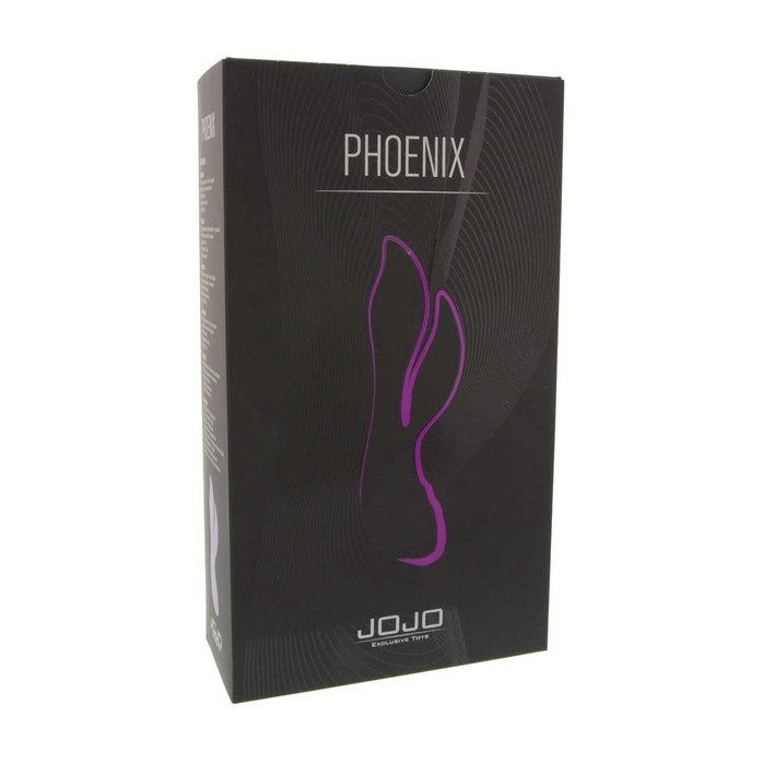 Фиолетовый вибратор с клиторальным стимулятором JOJO Phoenix - 10 см