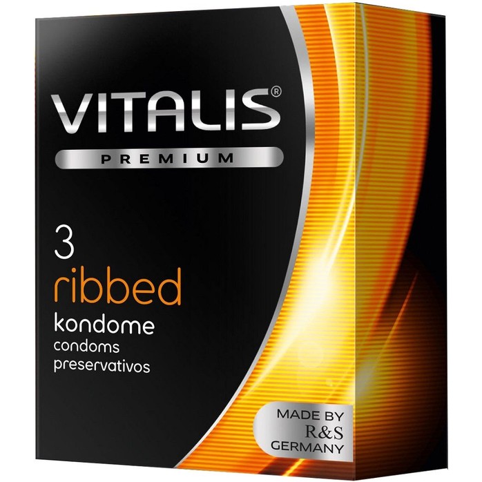 Ребристые презервативы VITALIS PREMIUM ribbed - 3 шт