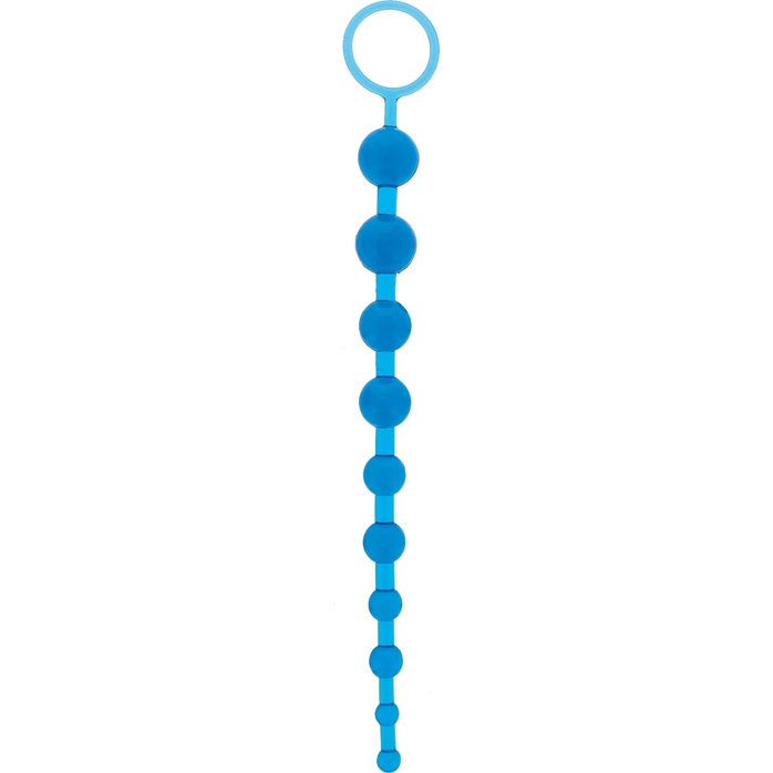 Синяя анальная цепочка с кольцом ORIENTAL JELLY BUTT BEADS - 26,6 см