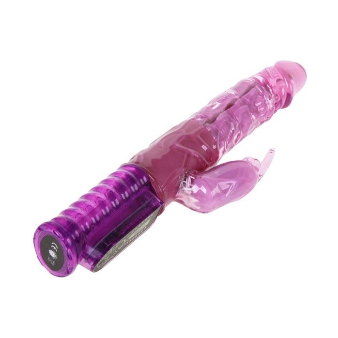 Розовый вибратор со стимулятором клитора Love Stroker - 26,5 см. Фотография 2.
