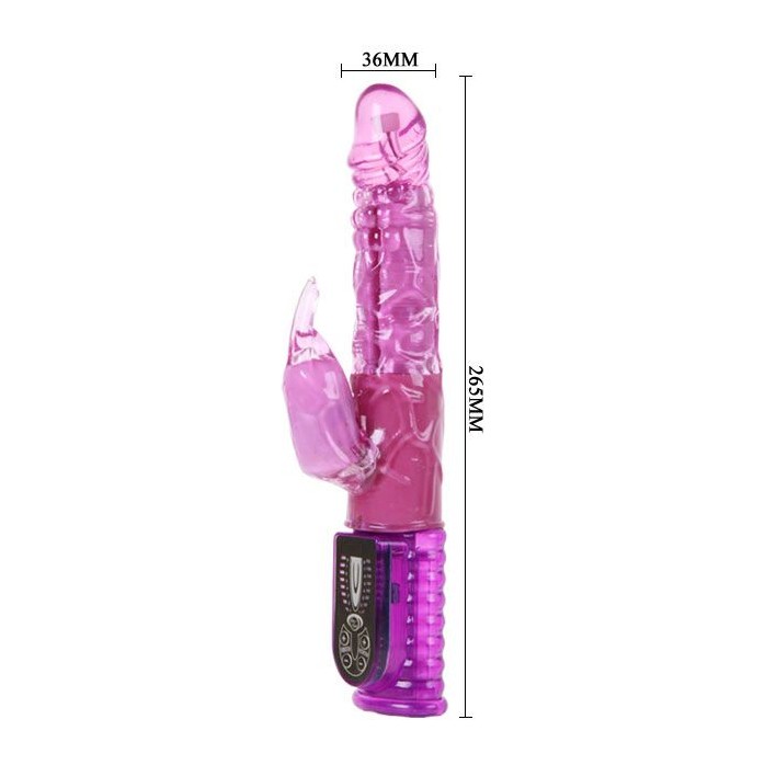 Розовый вибратор со стимулятором клитора Love Stroker - 26,5 см. Фотография 3.