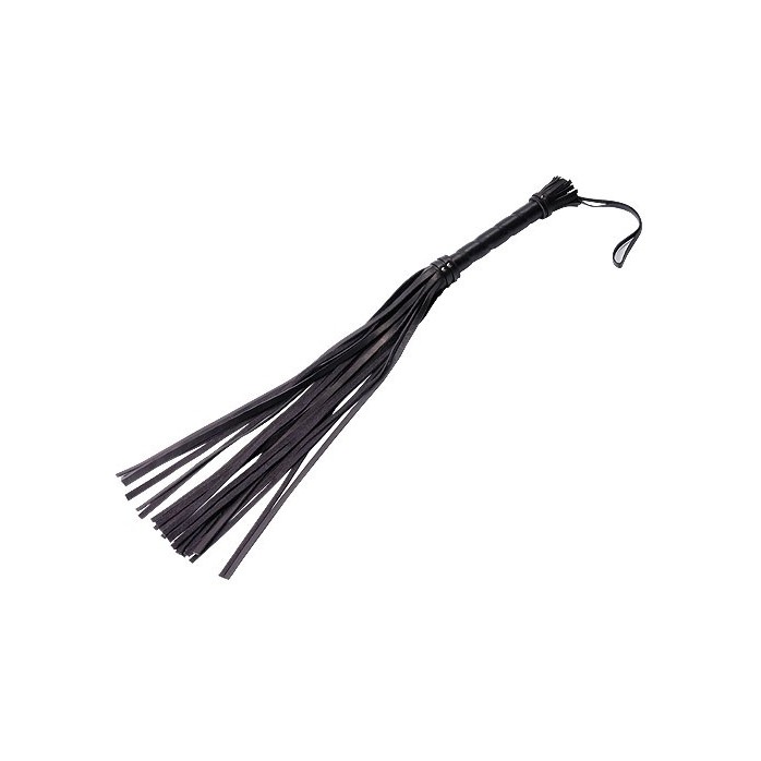 Чёрная кожаная плеть - 65 см - BDSM accessories
