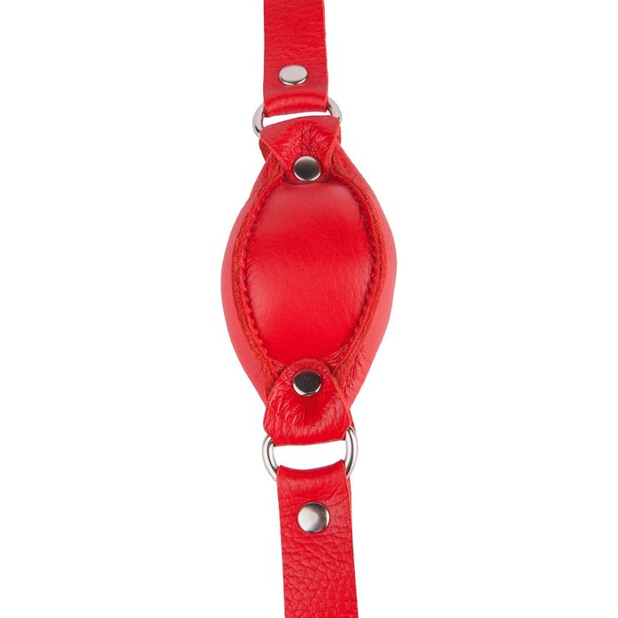 Красный кожаный кляп на регулируемых ремешках - BDSM accessories. Фотография 5.