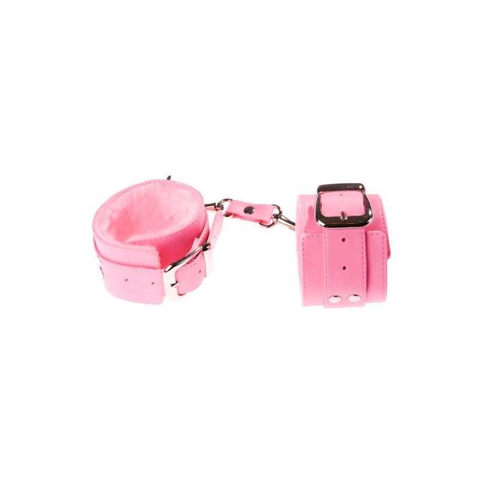 Розовые наручники с мягкой меховой подкладкой - BDSM accessories