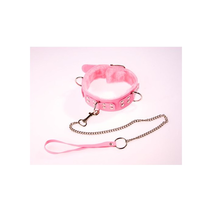 Розовый ошейник с поводком - BDSM accessories