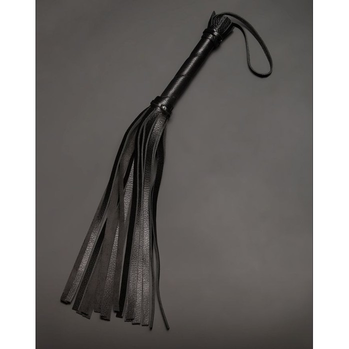 Чёрная кожаная плеть с 17 хвостами - 40 см - BDSM accessories