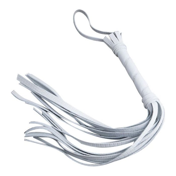Белая кожаная плеть с 22 хвостами - 40 см - BDSM accessories. Фотография 2.