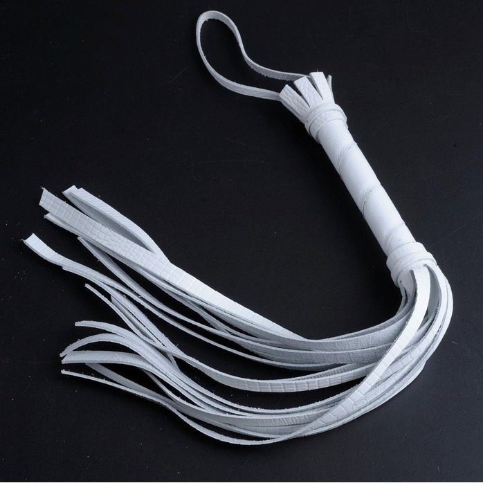 Белая кожаная плеть с 22 хвостами - 40 см - BDSM accessories