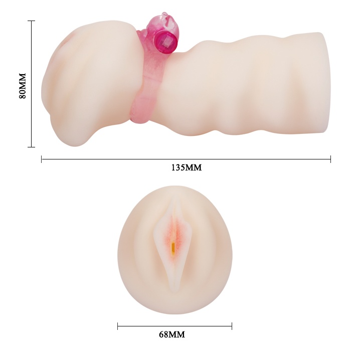 Мастурбатор-вагина с вибрацией от съёмного кольца - 14 см. Фотография 3.