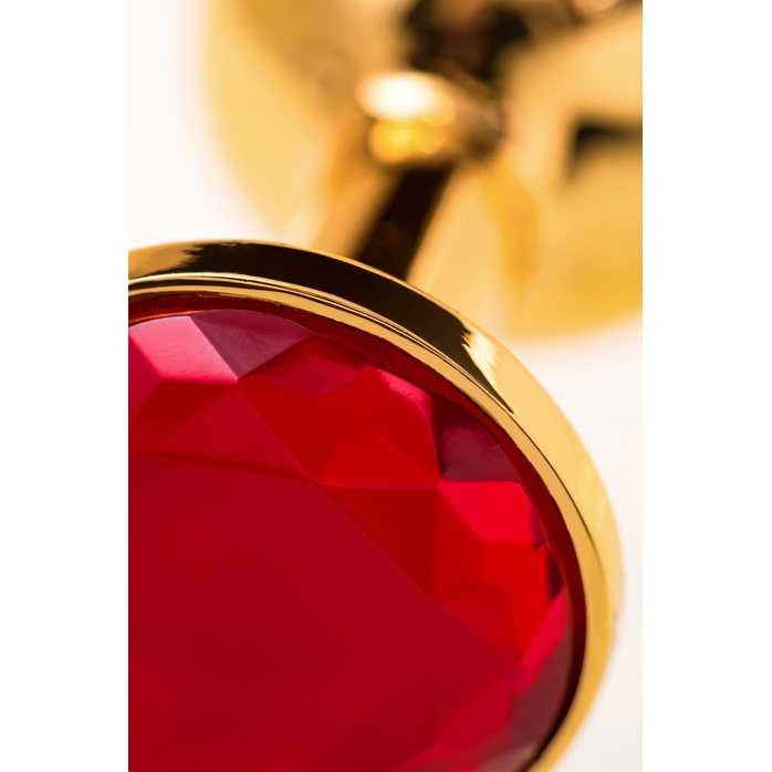 Малая золотистая анальная втулка с красным кристаллом - 6 см - Metal. Фотография 7.