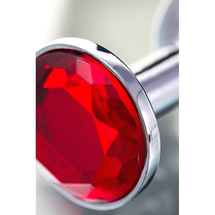 Малая серебристая анальная втулка с красным кристаллом - 6 см - Metal. Фотография 7.
