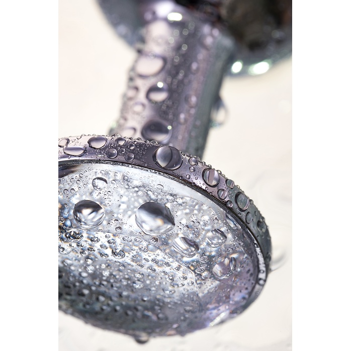 Малая серебристая анальная втулка с прозрачным кристаллом - 6 см - Metal. Фотография 8.