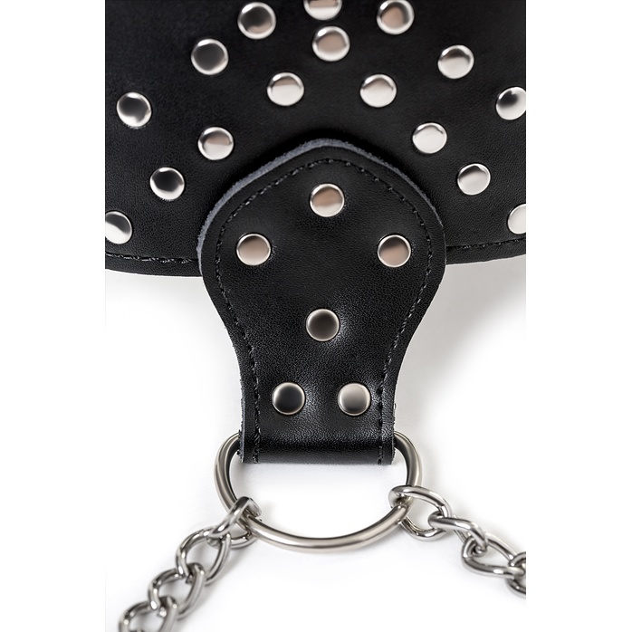 Чёрный кожаный ошейник с наручниками - Theatre. Фотография 7.