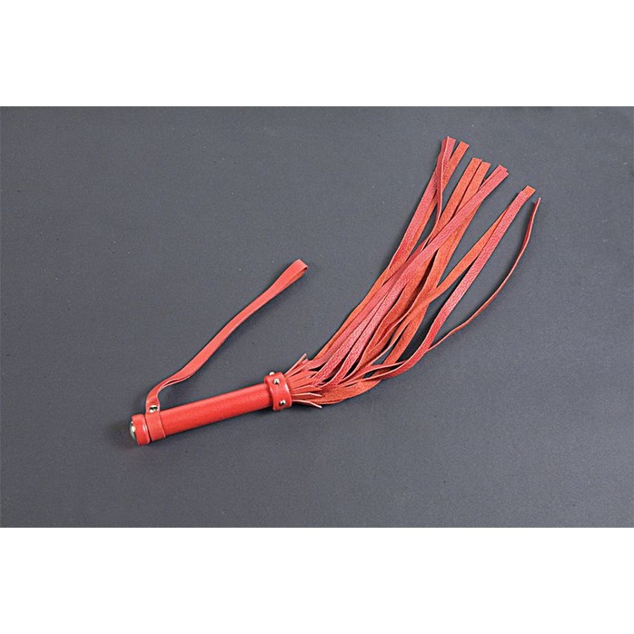 Красная маленькая кожаная плеть - 45 см